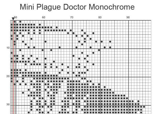 Stitching Jules Design Cross Stitch Pattern Mini Plague Doctor Monochrome
