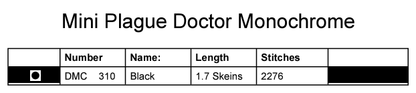 Stitching Jules Design Cross Stitch Pattern Mini Plague Doctor Monochrome