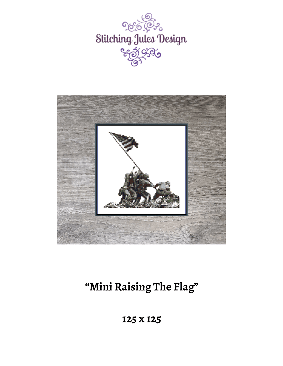 Stitching Jules Design Cross Stitch Pattern MIni Raising The Flag World War 2 Marine Corps Counted Cross Stitch Pattern | Instant PDF Download