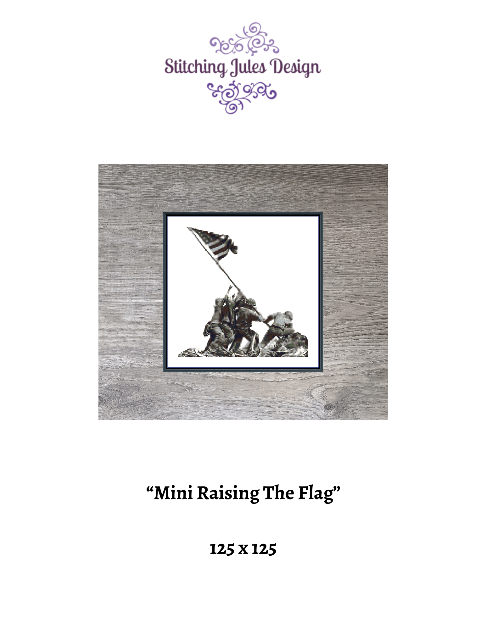Stitching Jules Design Cross Stitch Pattern MIni Raising The Flag World War 2 Marine Corps Counted Cross Stitch Pattern | Instant PDF Download