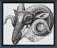 Thumbnail for Stitching Jules Design Cross Stitch Pattern Mini Ram Monochrome