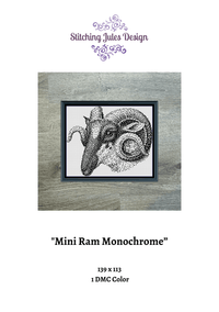 Thumbnail for Stitching Jules Design Cross Stitch Pattern Mini Ram Monochrome