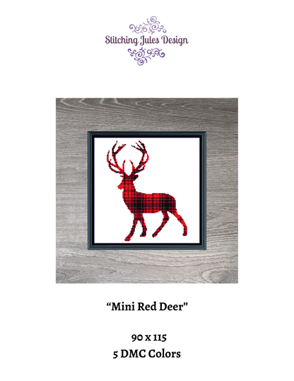 Stitching Jules Design Cross Stitch Pattern Mini Red Deer Wildlife Hunter Counted Cross Stitch Pattern Digital Download