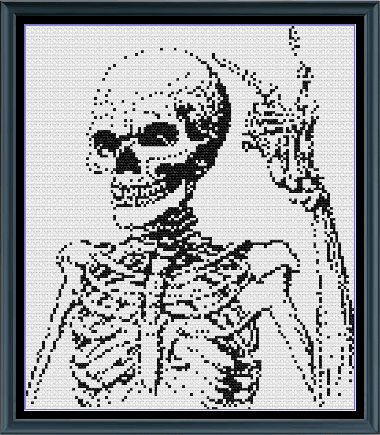 Stitching Jules Design Cross Stitch Pattern Mini Skeleton Peace Sign Monochrome Counted Cross-Stitch Pattern | Instant Download PDF