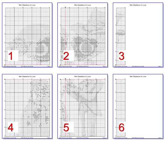 Stitching Jules Design Cross Stitch Pattern Mini Skeletons in Love
