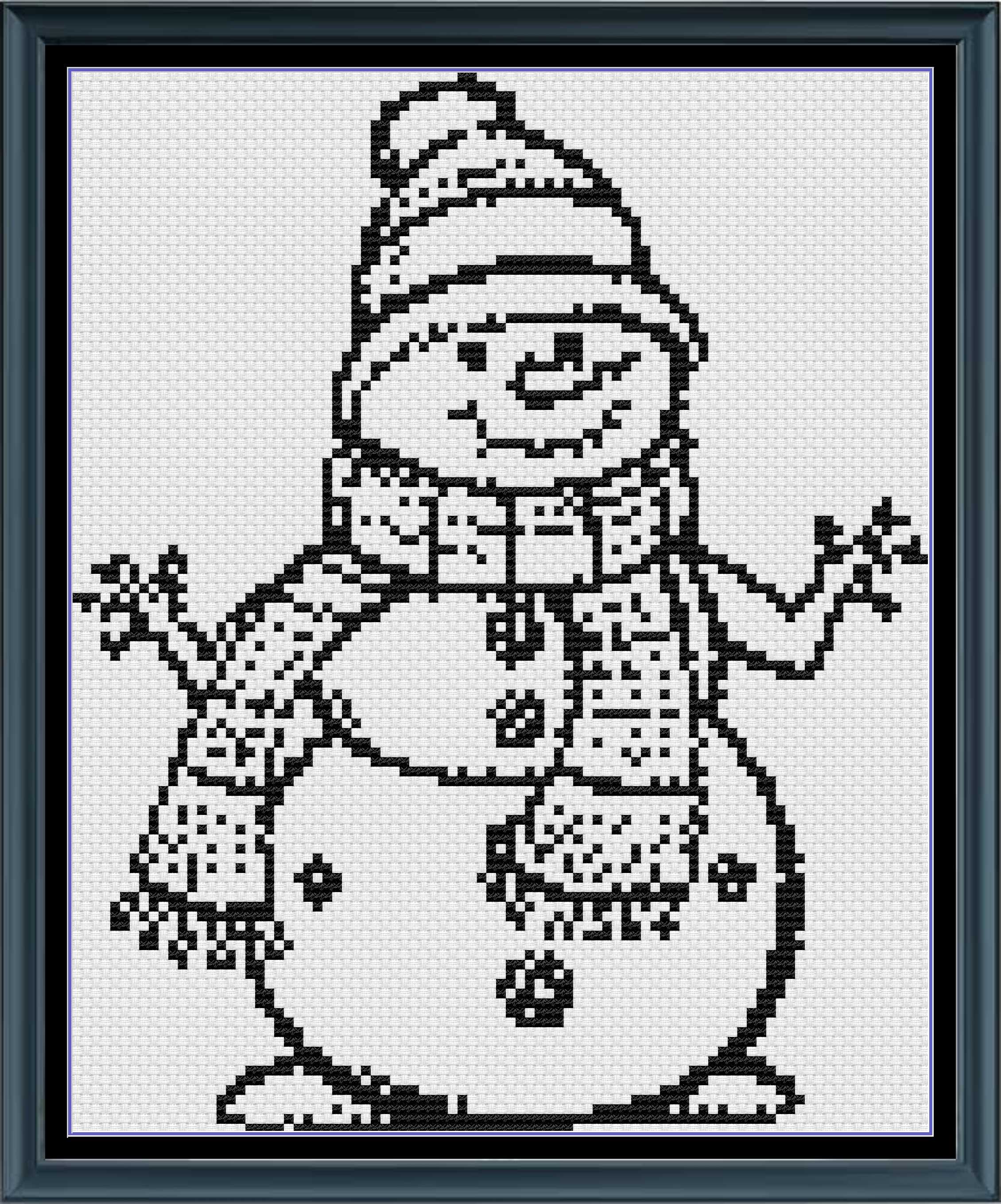Stitching Jules Design Cross Stitch Pattern Mini Snowman Monochrome