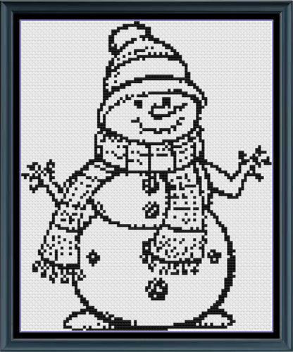 Stitching Jules Design Cross Stitch Pattern Mini Snowman Monochrome