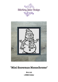 Thumbnail for Stitching Jules Design Cross Stitch Pattern Mini Snowman Monochrome