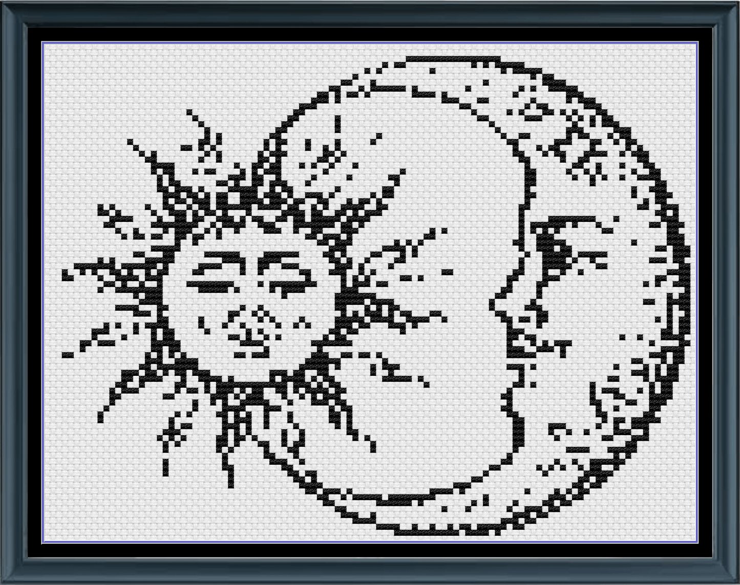 Stitching Jules Design Cross Stitch Pattern Mini Sun and Moon Monochrome