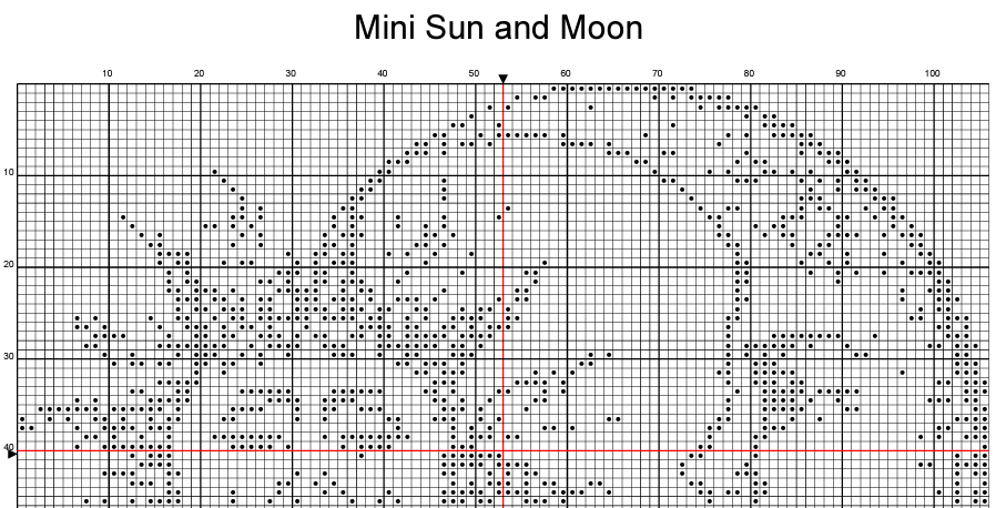 Stitching Jules Design Cross Stitch Pattern Mini Sun and Moon Monochrome