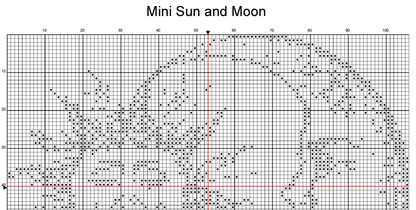 Stitching Jules Design Cross Stitch Pattern Mini Sun and Moon Monochrome