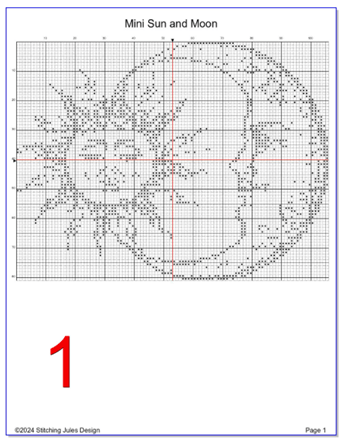Stitching Jules Design Cross Stitch Pattern Mini Sun and Moon Monochrome