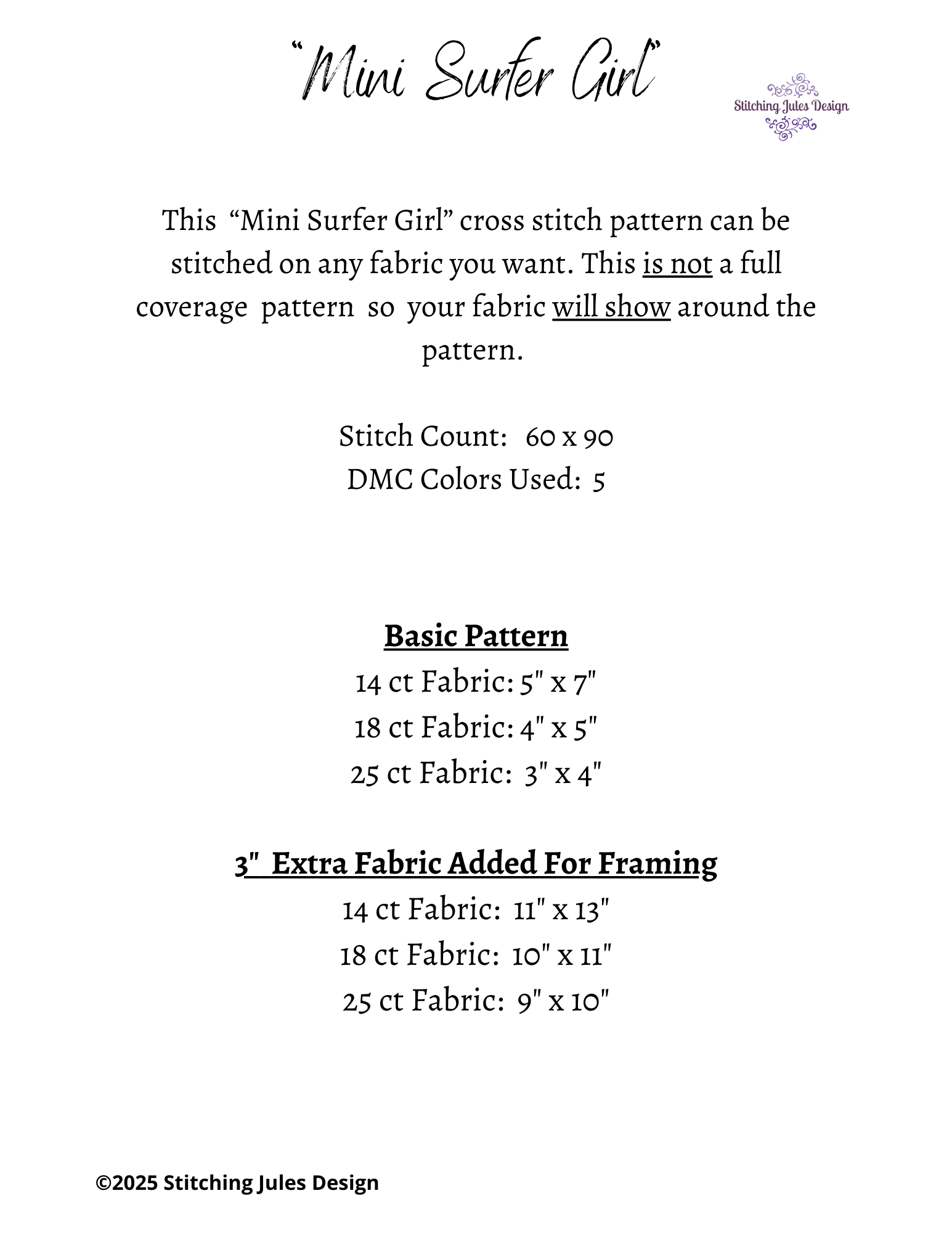 Stitching Jules Design Cross Stitch Pattern Mini Surfer Girl Surfing Woman Hawaii Surfboard Counted Cross Stitch Pattern Digital Download