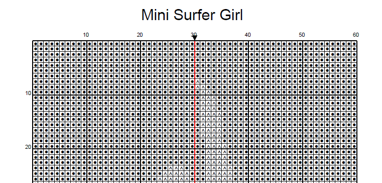Stitching Jules Design Cross Stitch Pattern Mini Surfer Girl Surfing Woman Hawaii Surfboard Counted Cross Stitch Pattern Digital Download
