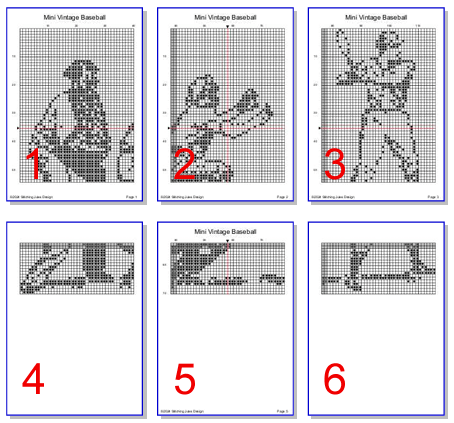 Stitching Jules Design Cross Stitch Pattern Mini Vintage Baseball Monochrome Counted Cross-Stitsh | Easy Cross Stitch | Instant Download PDF