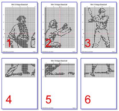 Stitching Jules Design Cross Stitch Pattern Mini Vintage Baseball Monochrome Counted Cross-Stitsh | Easy Cross Stitch | Instant Download PDF
