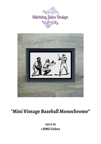 Thumbnail for Stitching Jules Design Cross Stitch Pattern Mini Vintage Baseball Monochrome Counted Cross-Stitsh | Easy Cross Stitch | Instant Download PDF
