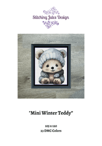 Thumbnail for Stitching Jules Design Cross Stitch Pattern Mini Winter Teddy Bear Counted Cross Stitch Pattern | Instant Download PDF