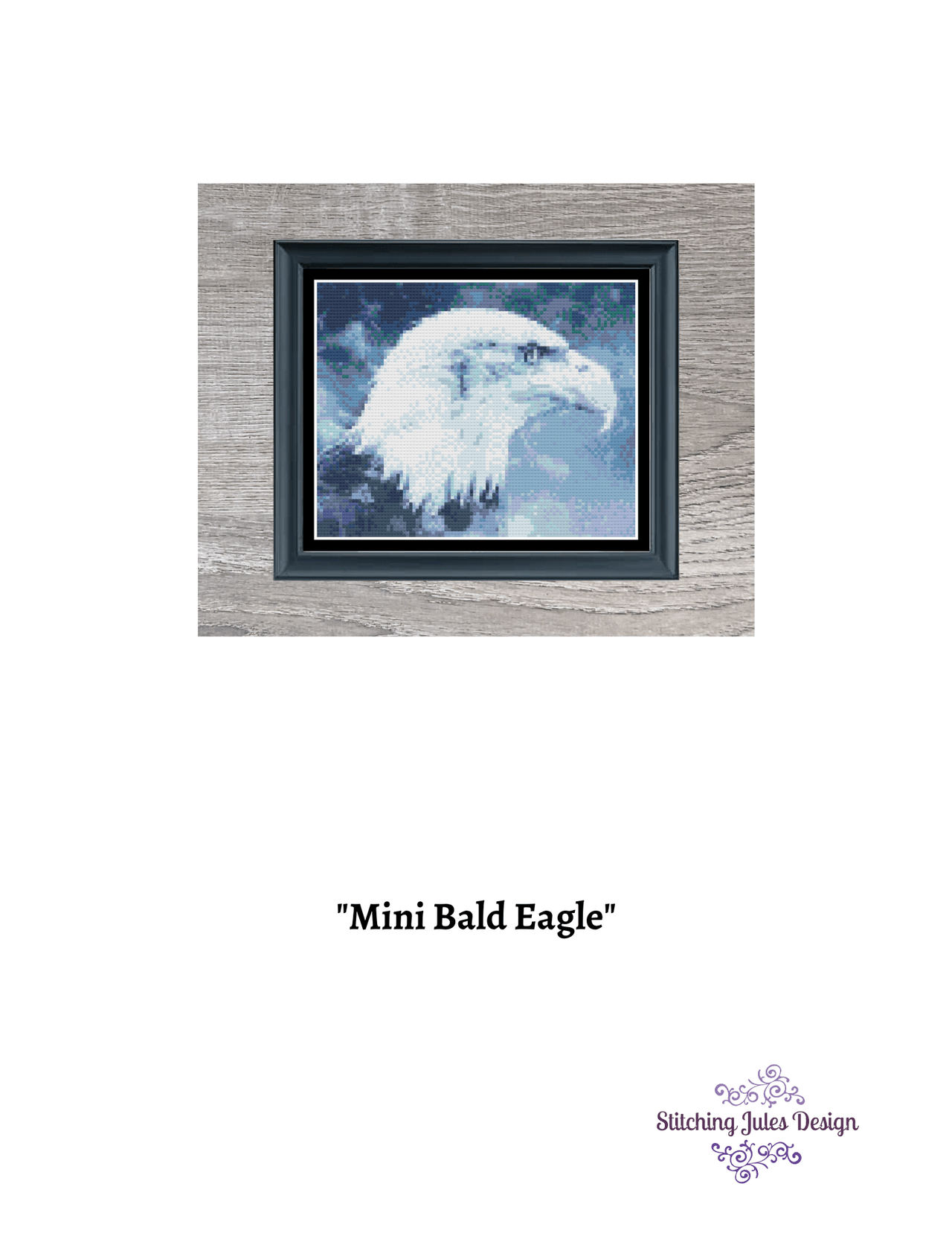 Stitching Jules Design Cross Stitch Pattern Miniature Pattern - Bald Eagle Wildlife Bird Animal Cross Stitch Embroidery Needlepoint Pattern PDF Download