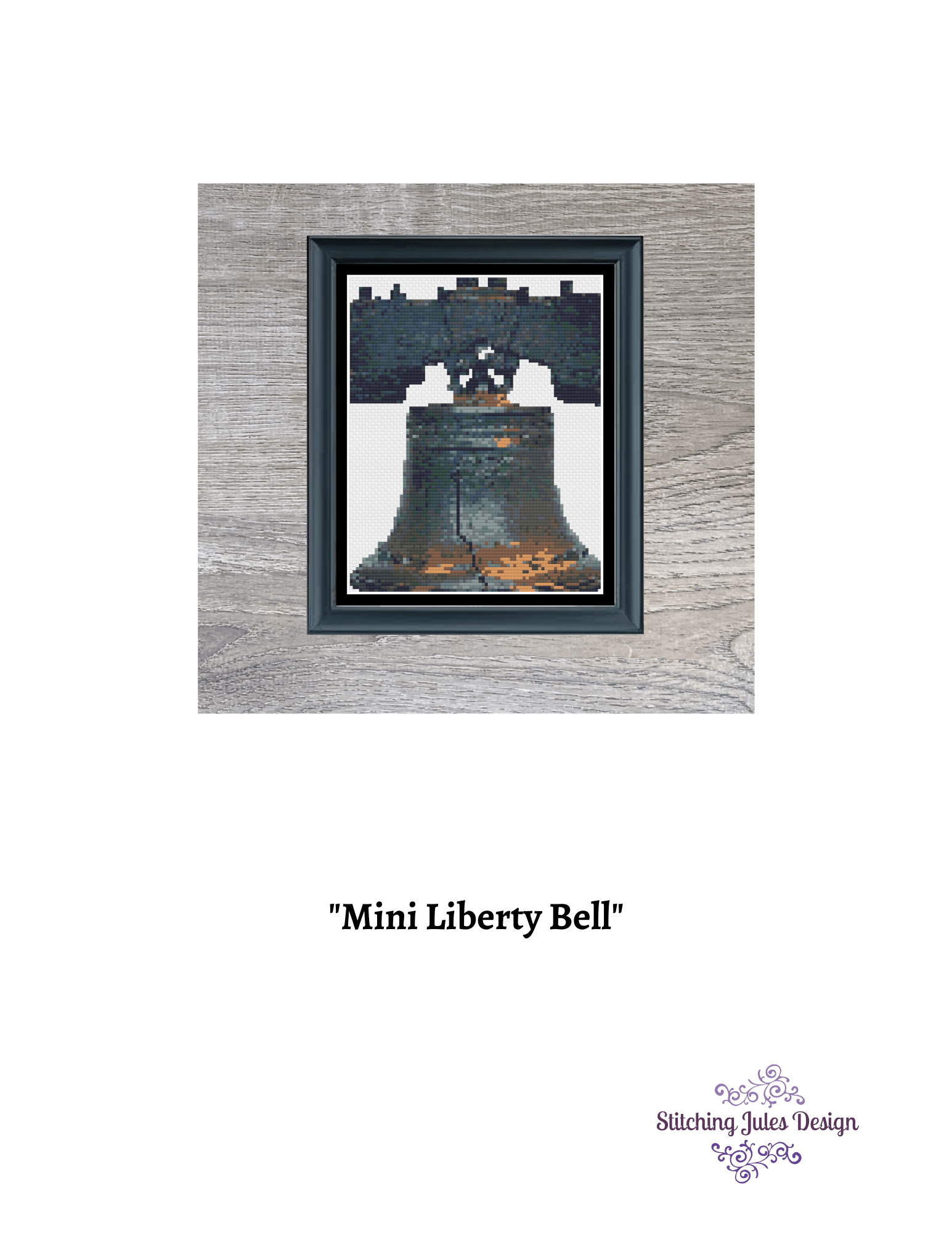 Stitching Jules Design Cross Stitch Pattern Miniature Pattern - Liberty Bell Philadelphia Revolutionary Americana History Cross Stitch Embroidery Needlepoint Pattern PDF Download