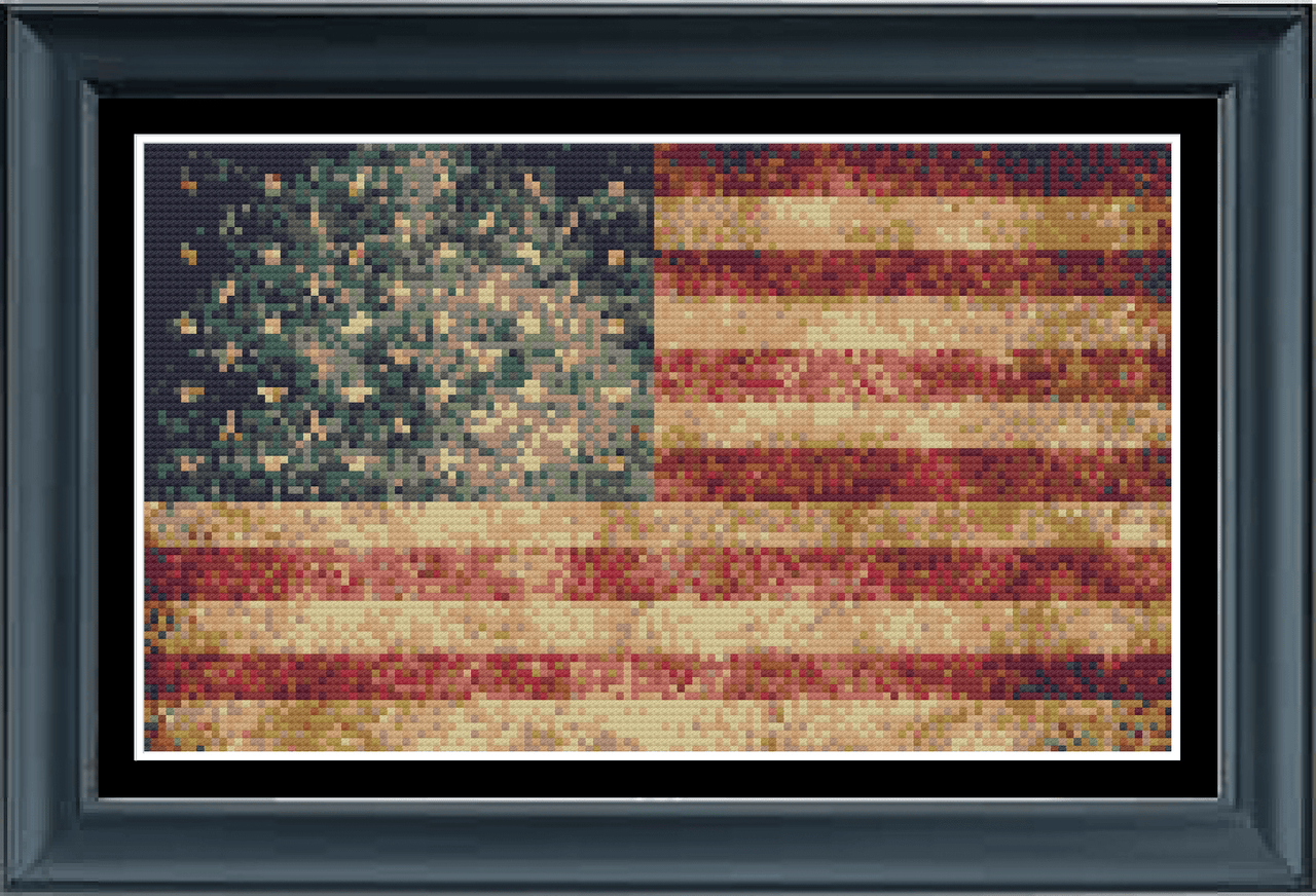Mini Vintage American Flag Counted Cross Stitch Pattern| Instant PDF D ...