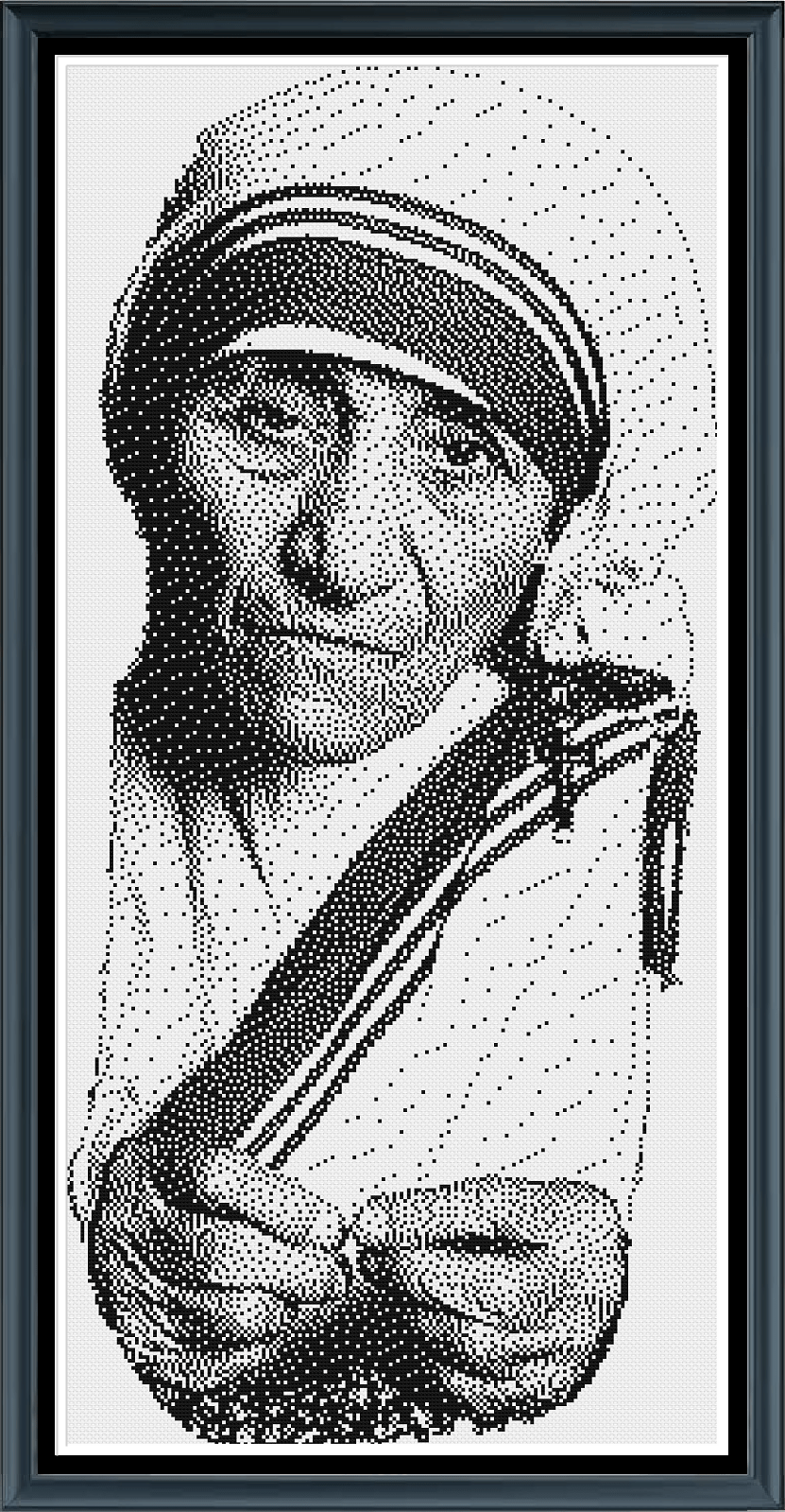 Stitching Jules Design Cross Stitch Pattern Mother Teresa Religious Christianity Saint Monochrome Cross Stitch Embroidery Needlepoint Pattern PDF Download