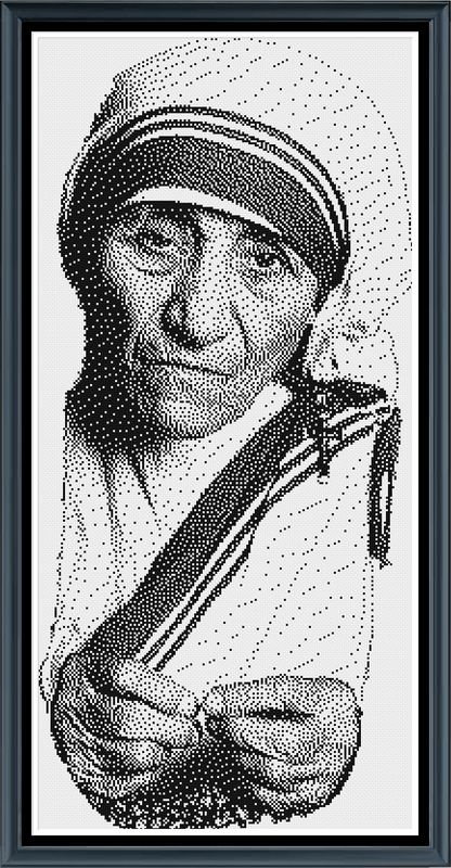 Stitching Jules Design Cross Stitch Pattern Mother Teresa Religious Christianity Saint Monochrome Cross Stitch Embroidery Needlepoint Pattern PDF Download