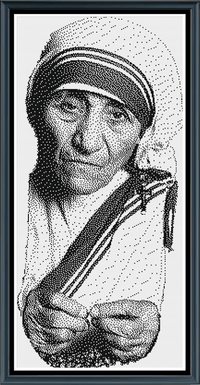Thumbnail for Stitching Jules Design Cross Stitch Pattern Mother Teresa Religious Christianity Saint Monochrome Cross Stitch Embroidery Needlepoint Pattern PDF Download