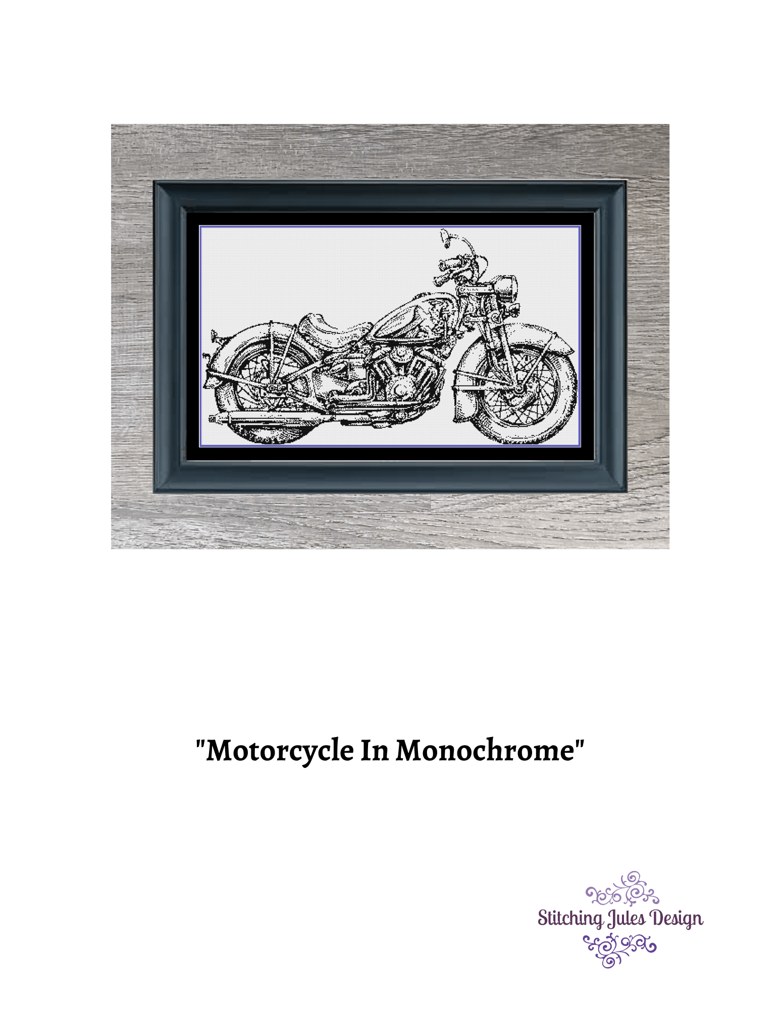 Stitching Jules Design Cross Stitch Pattern Motorcycle Cross Stitch Pattern | Blackwork Cross Stitch Pattern | Physical And Digital Pattern Options