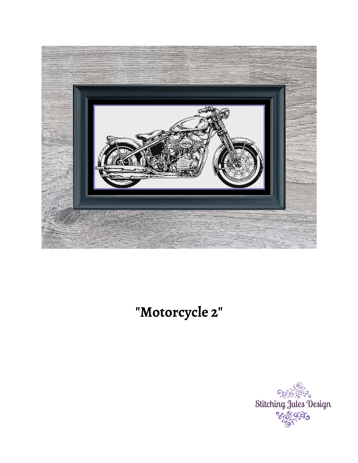 Stitching Jules Design Cross Stitch Pattern Motorcycle Cross Stitch Pattern | Chopper Cross Stitch Pattern | Blackwork | Instant PDF Download And Physical Pattern Options
