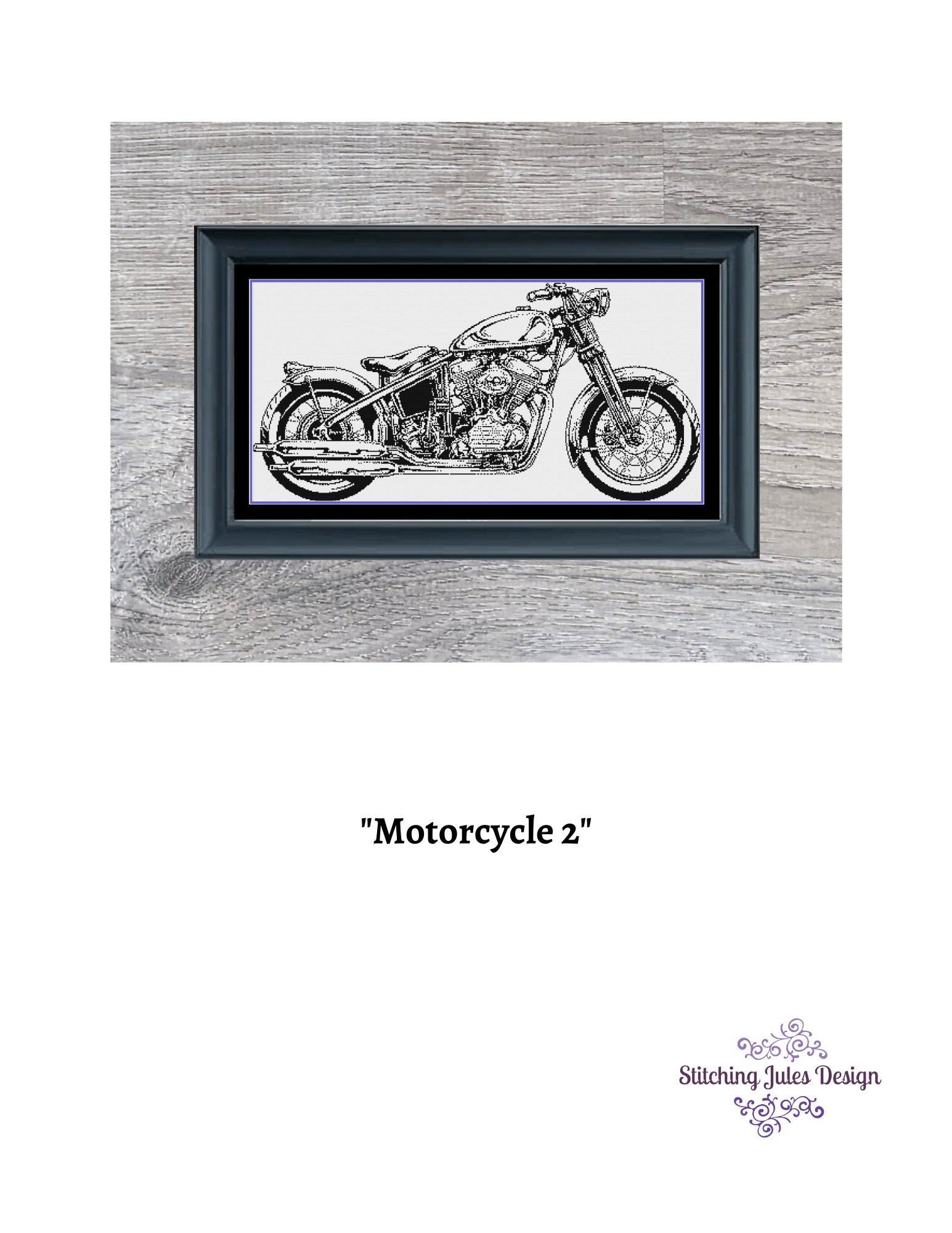 Stitching Jules Design Cross Stitch Pattern Motorcycle Cross Stitch Pattern | Chopper Cross Stitch Pattern | Blackwork | Instant PDF Download And Physical Pattern Options
