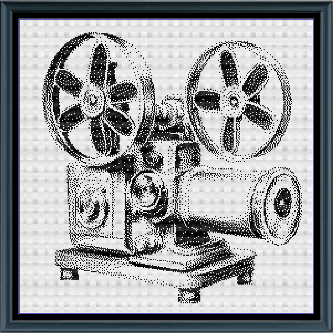 Stitching Jules Design Cross Stitch Pattern Movie Projector Monochrome