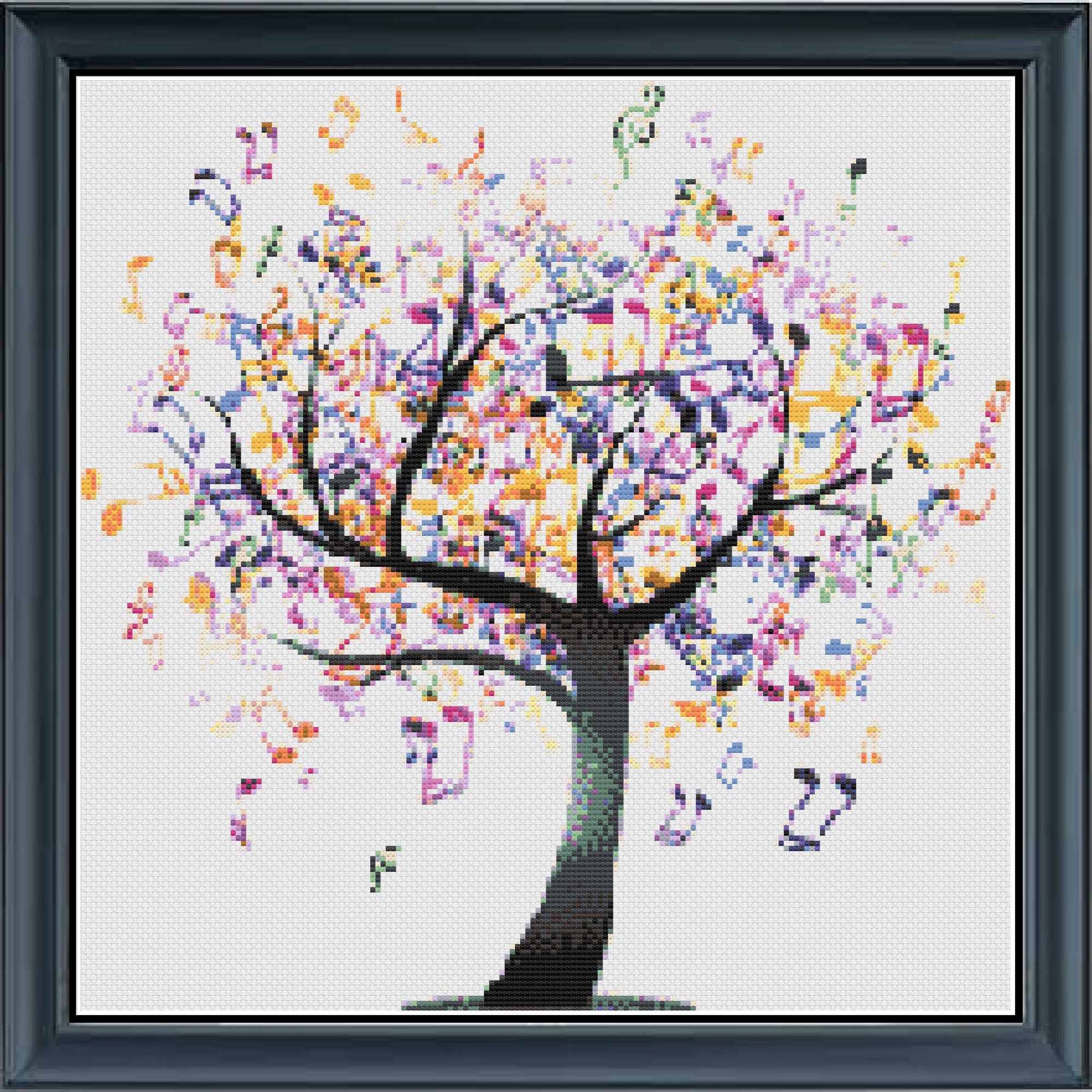 Stitching Jules Design Cross Stitch Pattern Musical Notes Tree Colorful Cross Stitch Needlepoint Embroidery Pattern PDF Download