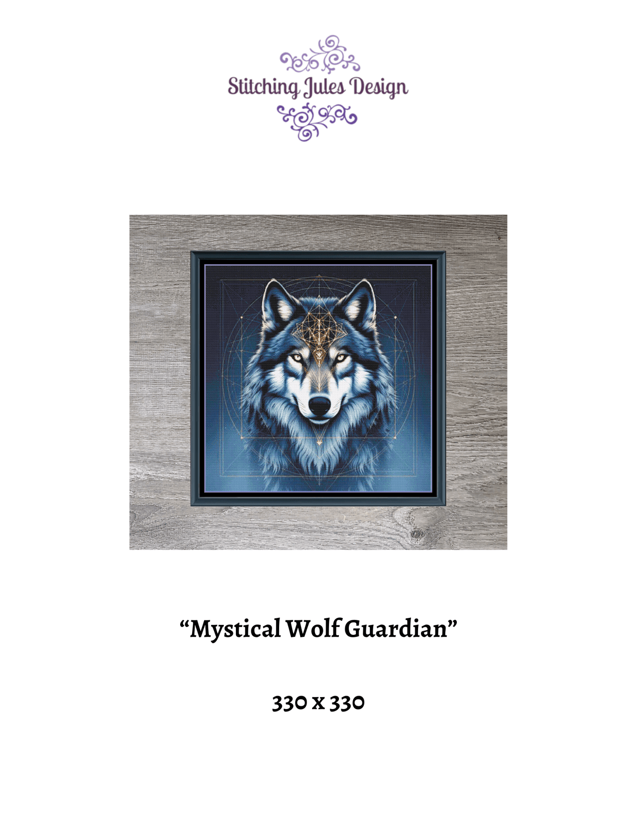 Stitching Jules Design Cross Stitch Pattern Mystical Wolf Guardian Spiritual Mystic Lupine Animal Wildlife Full Coverage Counted Cross Stitch Pattern Digital Download