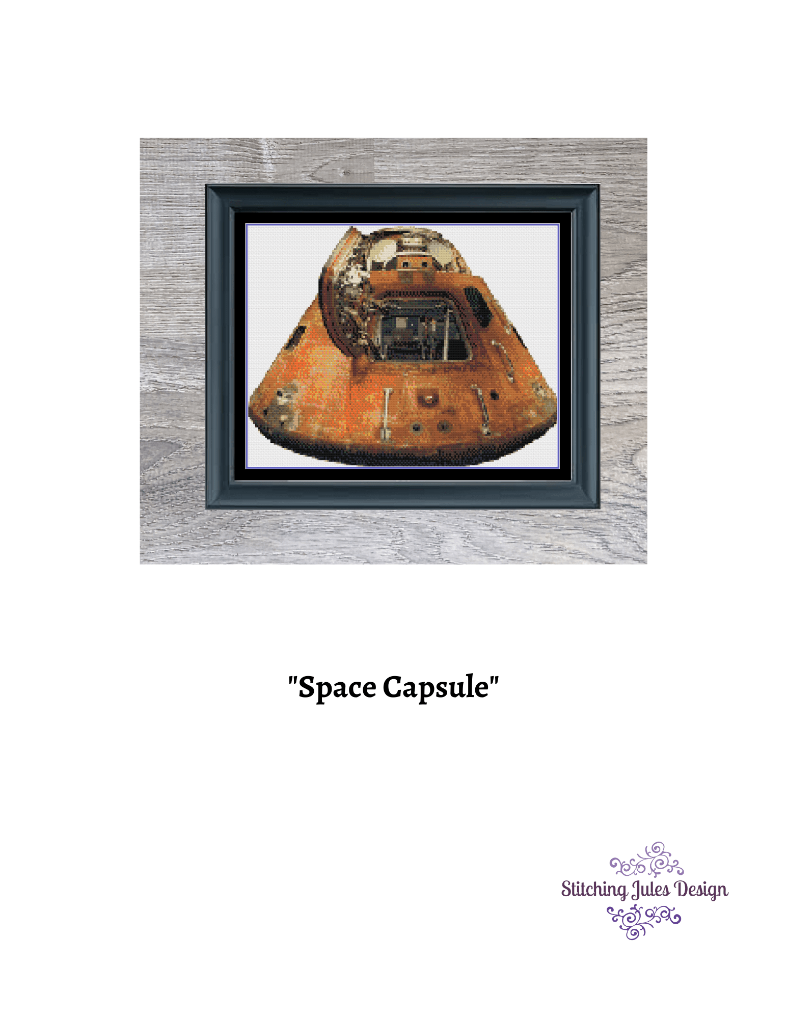 Stitching Jules Design Cross Stitch Pattern NASA Space Capsule Cross Stitch Pattern | Astronaut Cross Stitch Pattern | Physical And Digital PDF Download Pattern Options