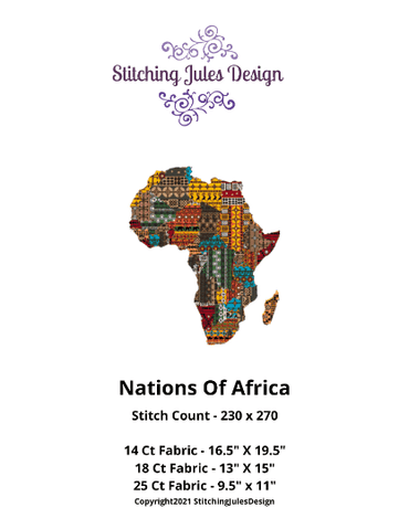 Stitching Jules Design Cross Stitch Pattern Nations Of Africa Cross Stitch Pattern