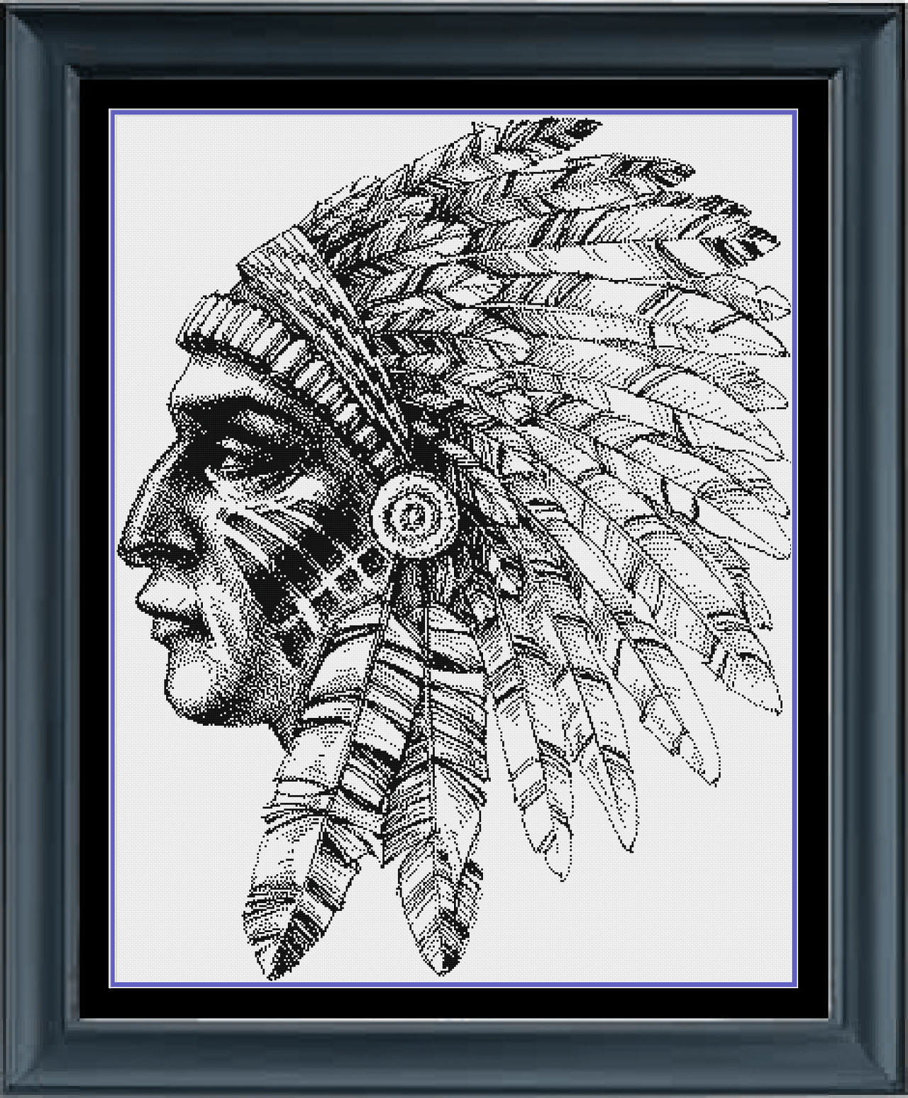 Stitching Jules Design Cross Stitch Pattern Native American Warrior Tribal Monochrome Black White Counted Cross Stitch Pattern PDF Digital Download Pattern Keeper Ready