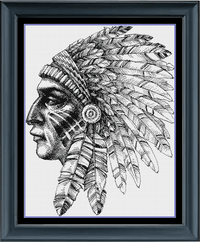 Thumbnail for Stitching Jules Design Cross Stitch Pattern Native American Warrior Tribal Monochrome Black White Counted Cross Stitch Pattern PDF Digital Download Pattern Keeper Ready