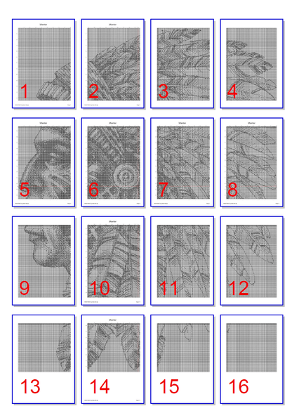 Stitching Jules Design Cross Stitch Pattern Native American Warrior Tribal Monochrome Black White Counted Cross Stitch Pattern PDF Digital Download Pattern Keeper Ready