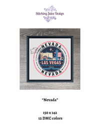 Thumbnail for Stitching Jules Design Cross Stitch Pattern Nevada Las Vegas US State Counted Cross Stitch Pattern | Instant Download PDF