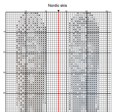 Stitching Jules Design Cross Stitch Pattern Nordic Skis Winter Sport Counted Cross-Stitch Pattern (Digital Download)