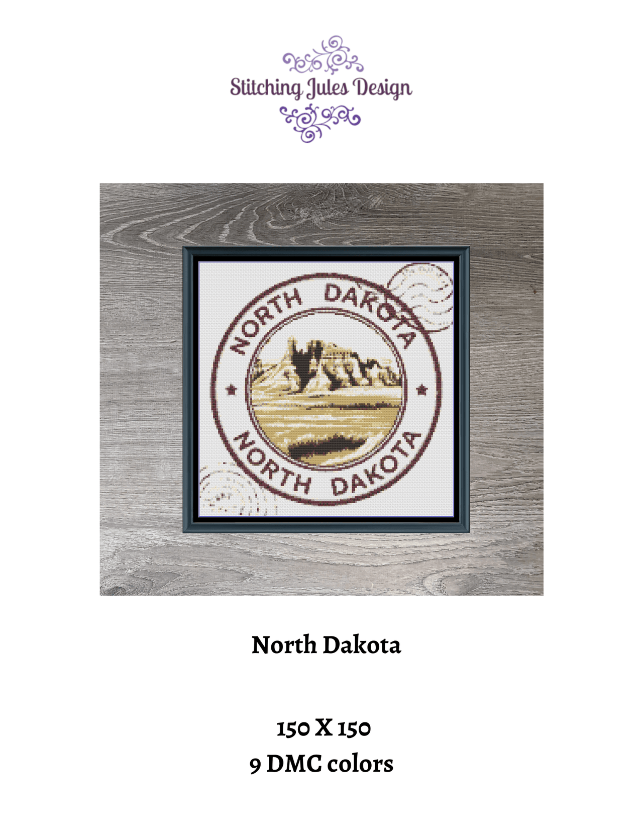 Stitching Jules Design Cross Stitch Pattern North Dakota