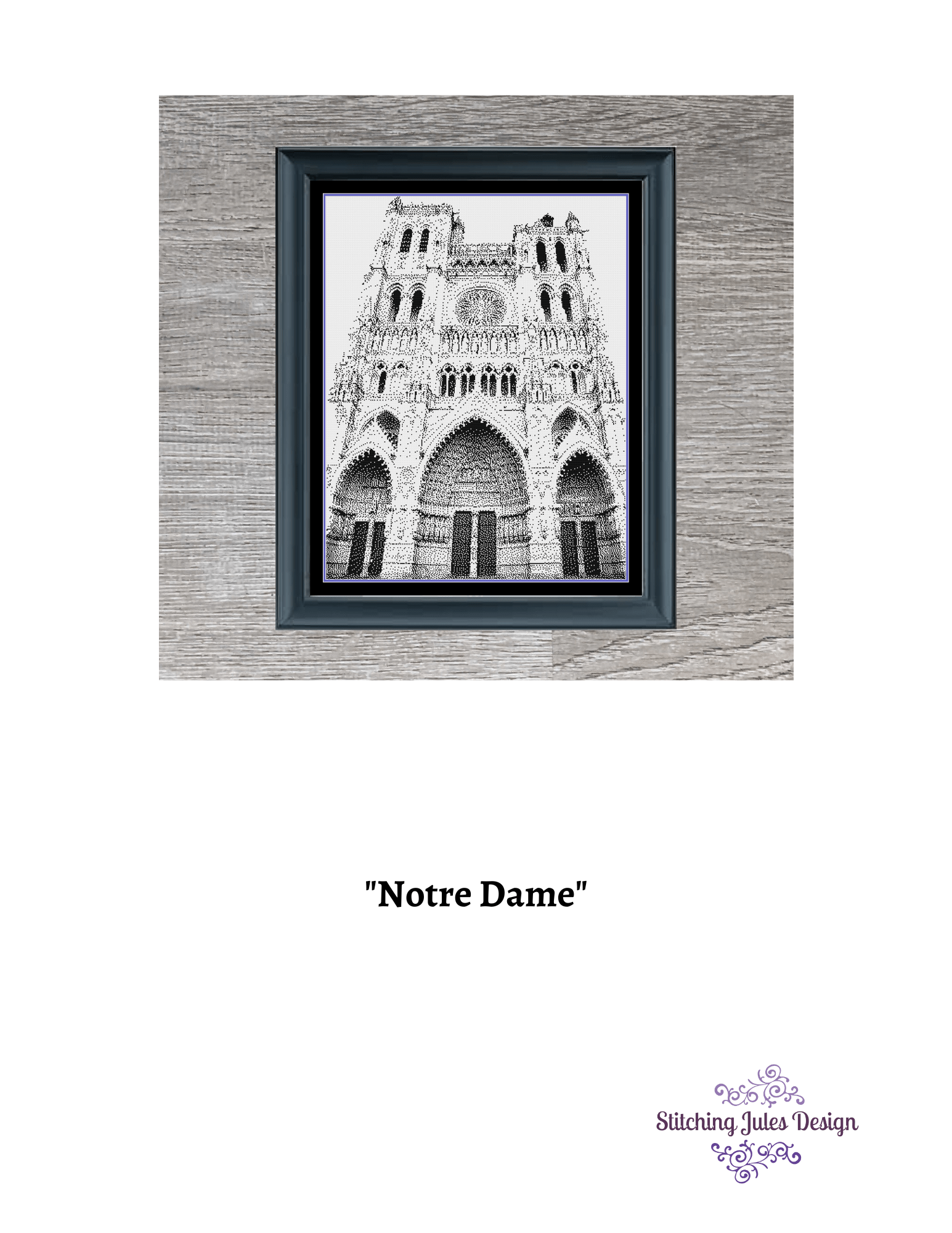Stitching Jules Design Cross Stitch Pattern Notre Dame Cathedral Cross Stitch Pattern | Famous Landmark Cross Stitch Pattern | Blackwork | Instant PDF Download