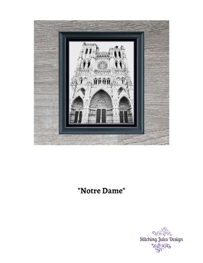 Stitching Jules Design Cross Stitch Pattern Notre Dame Cathedral Cross Stitch Pattern | Famous Landmark Cross Stitch Pattern | Blackwork | Instant PDF Download