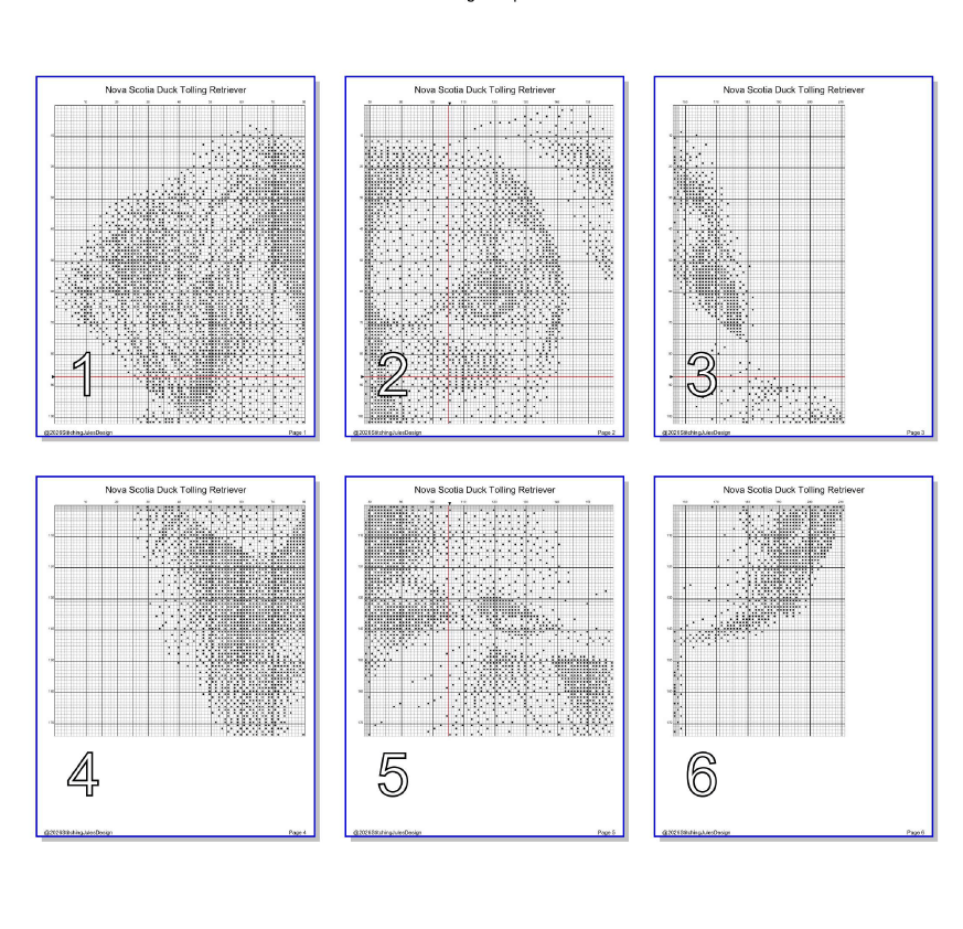 Stitching Jules Design Cross Stitch Pattern Nova Scotia Duck Tolling Retriever Dog Breed Monochrome Counted Cross-Stitch Pattern (Digital Download)