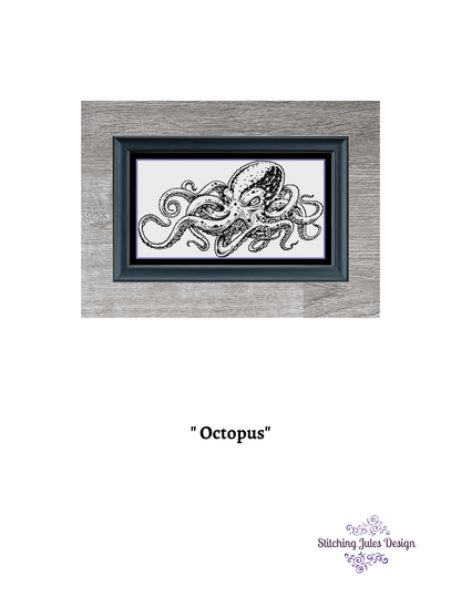 Stitching Jules Design Cross Stitch Pattern Octopus Cross Stitch Pattern | Blackwork Cross Stitch Pattern | Physical And Digital PDF Download Pattern Options