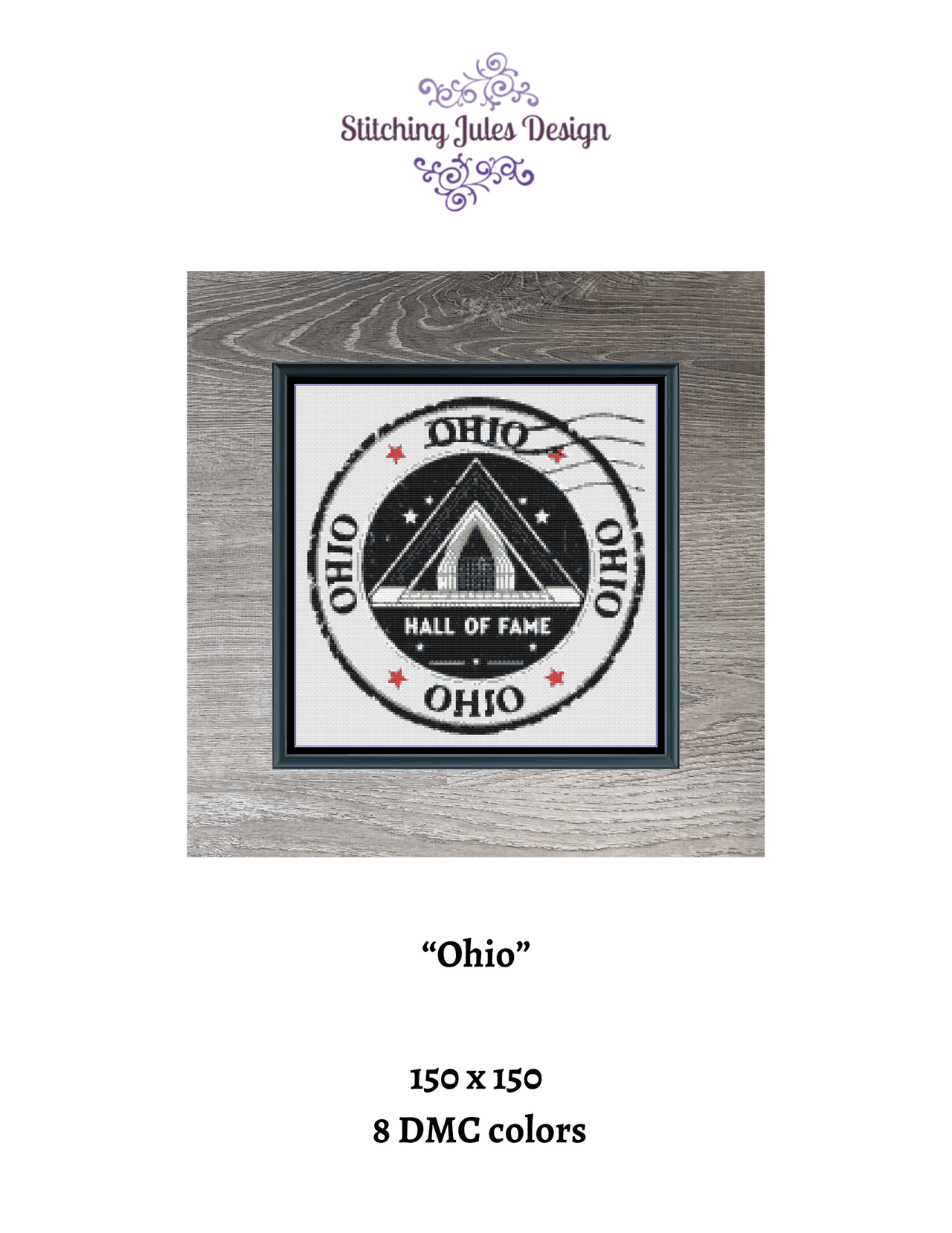 Stitching Jules Design Cross Stitch Pattern Ohio Rock And Roll Hall Of Fame US State Counted Cross Stitch Pattern | Instant Download PDF