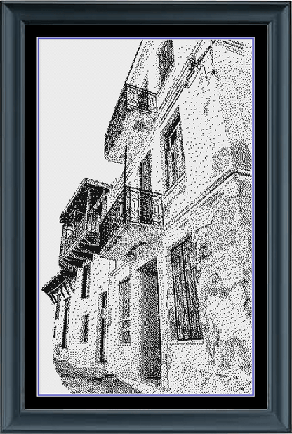 Stitching Jules Design Cross Stitch Pattern Old World Street Counted Cross Stitch Pattern | European City | Monochrome | Instant Download PDF