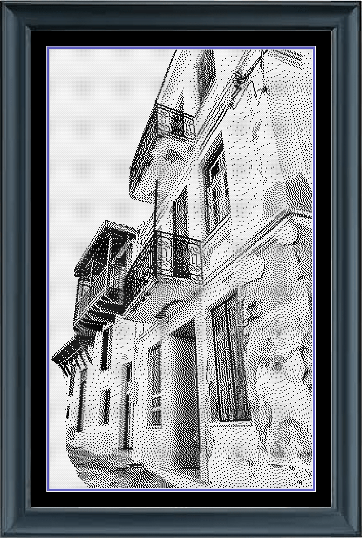 Stitching Jules Design Cross Stitch Pattern Old World Street Counted Cross Stitch Pattern | European City | Monochrome | Instant Download PDF