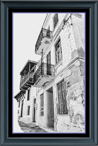 Thumbnail for Stitching Jules Design Cross Stitch Pattern Old World Street Counted Cross Stitch Pattern | European City | Monochrome | Instant Download PDF